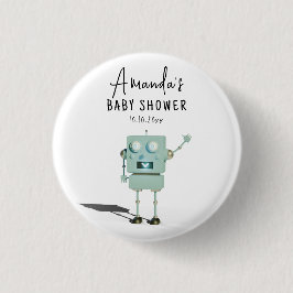 Robot boy Baby shower Ronde Button 3,2 Cm