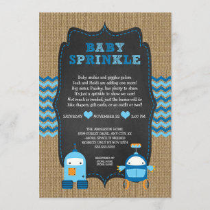 ROBOT BOY baby sprinkhaan/burlap chalkboard RUSTIC Kaart