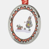 Robot Boy met Robot Cat Artwork Metalen Ornament (Links)