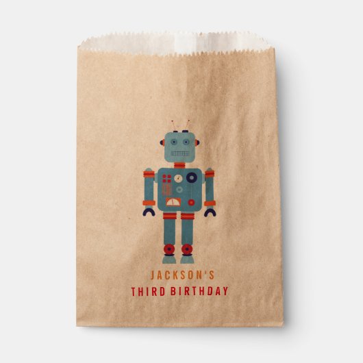 Robot Boy Party Favor papieren zak Bedankzakje (Voorkant)