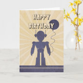 Robot Boy's Birthday Card Kaart (Gele Bloem)