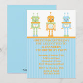 Robot Boys Birthday Party Kaart (Voorkant / Achterkant)