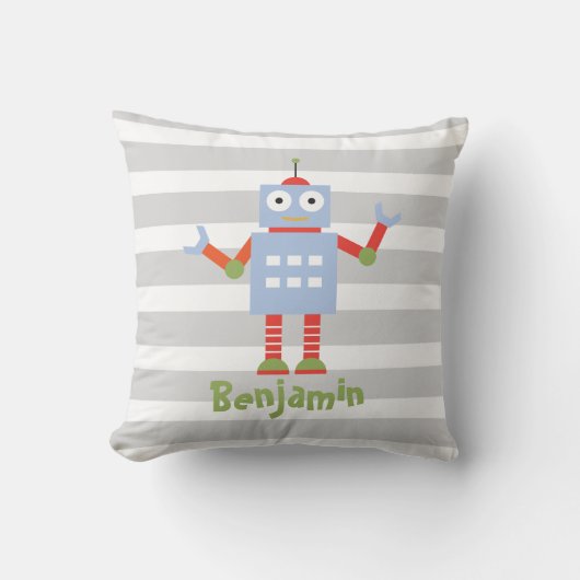 Robot boys Nursery Room Decor Personalized Pillow Kussen (Voorkant)