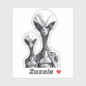 Robot Buitenaardse Wezens  Sticker (Vel)