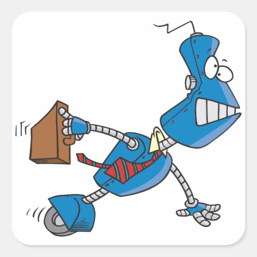 Robot Business Executive Vierkante Sticker (Voorkant)