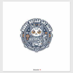 Robot Butler Kat Hondenliefhebber Shirt Kunst - Ro Sticker