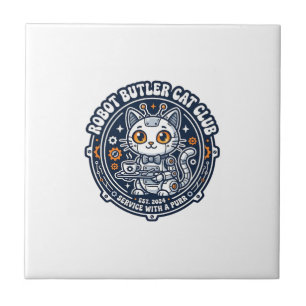 Robot Butler Kat Hondenliefhebber Shirt Kunst - Ro Tegeltje