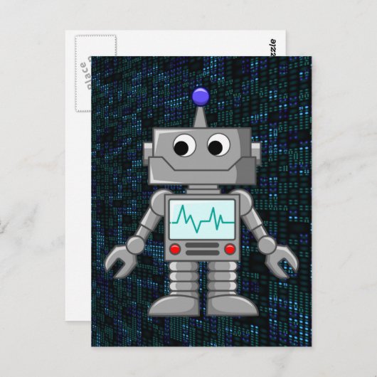 robot cartoon briefkaart (Voorkant / Achterkant)
