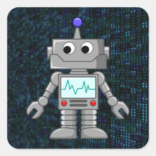 robot cartoon vierkante sticker