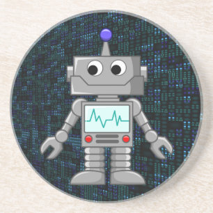 robot cartoon zandsteen onderzetter