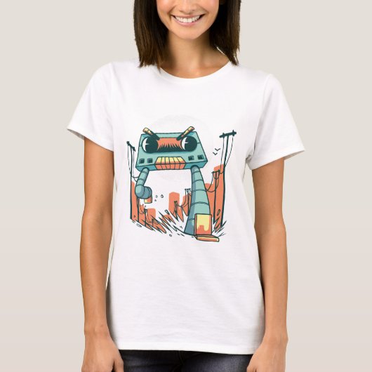 Robot Cassettebandje T-shirt (Voorkant)