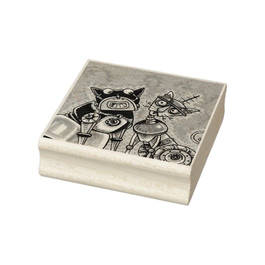 ROBOT CAT EN DOG PETS RUBBER STEMP RUBBERSTEMPEL (Stempel)