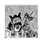 ROBOT CAT EN DOG PETS RUBBER STEMP RUBBERSTEMPEL (Afrduk)