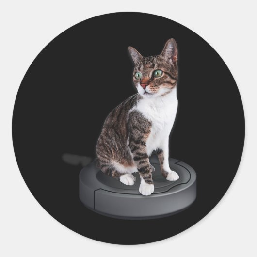 Robot Cat Stofzuiger Feline Animal Schattige Cat Ronde Sticker (Voorkant)