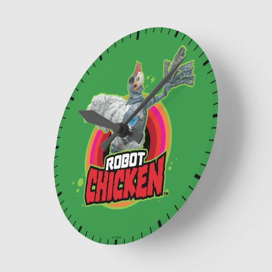 Robot Chicken Character Logo Ronde Klok (Hoek)