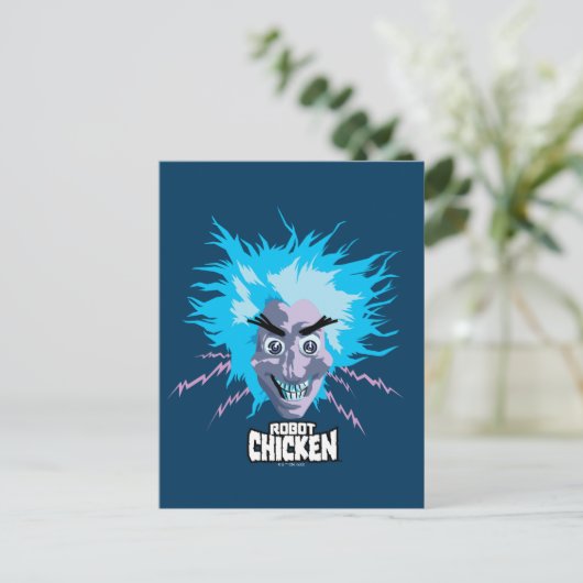 Robot Chicken Scientist Head Graphic Briefkaart (Staand voorkant)