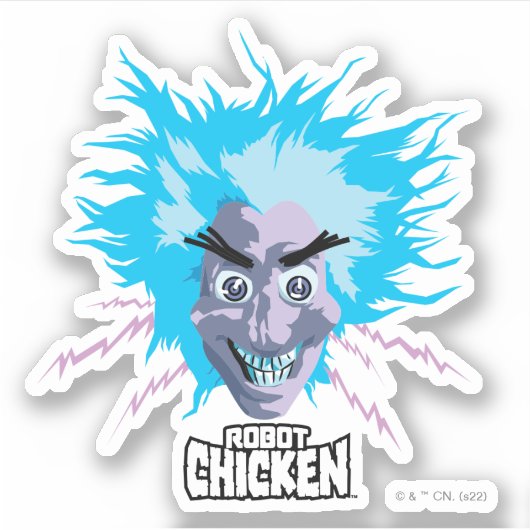 Robot Chicken Scientist Head Graphic Sticker (Voorkant)