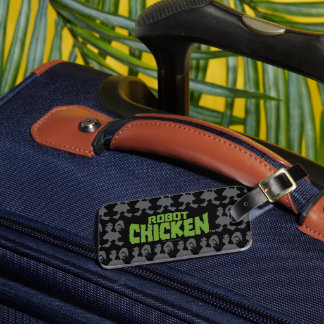 Robot Chicken Silhouette Pattern Bagagelabel