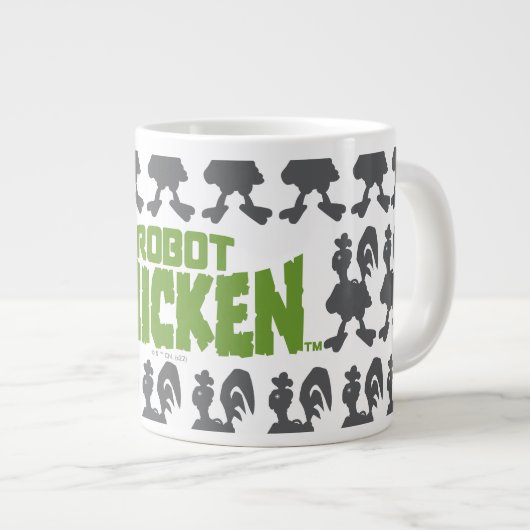Robot Chicken Silhouette Pattern Grote Koffiekop (Voorkant rechts)