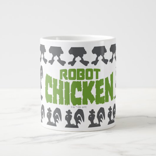 Robot Chicken Silhouette Pattern Grote Koffiekop (Voorkant)