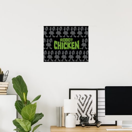 Robot Chicken Silhouette Pattern Poster (Thuiskantoor)