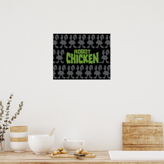 Robot Chicken Silhouette Pattern Poster (Keuken)