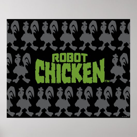 Robot Chicken Silhouette Pattern Poster (Voorkant)