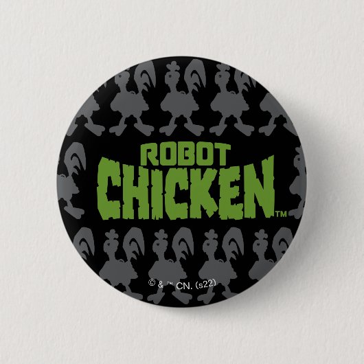 Robot Chicken Silhouette Pattern Ronde Button 5,7 Cm (Voorkant)