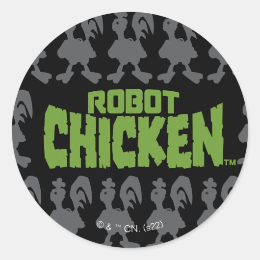 Robot Chicken Silhouette Pattern Ronde Sticker (Voorkant)