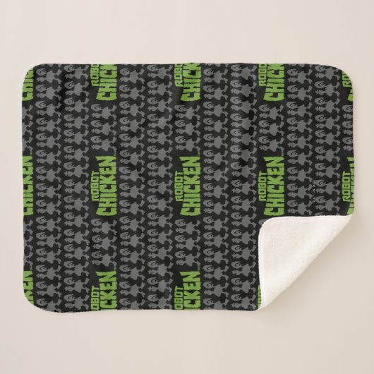 Robot Chicken Silhouette Pattern Sherpa Deken (Voorkant (horizontaal))