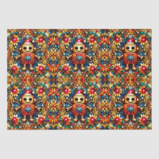 ~ Robot Christmas Wrapping Tissuepapier (Voorkant)