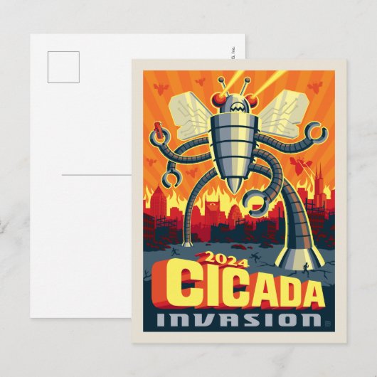 Robot Cicada Briefkaart (Voorkant / Achterkant)
