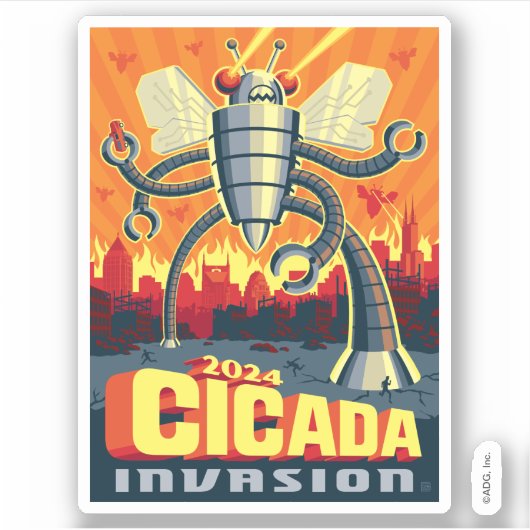 Robot Cicada Sticker (Voorkant)