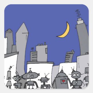 Robot City Vierkante Sticker