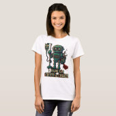 Robot Coffee T-shirt - "I RUN ON COFFEE & CHAOS" (Voorkant volledig)