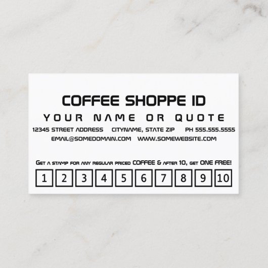 Robot coffeeshop klantenkaartje (Achterkant)