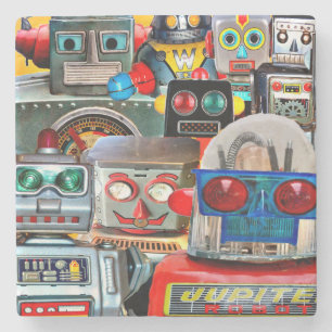 Robot Collage Marble Onderzetters