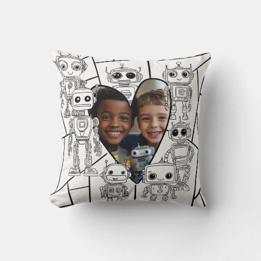 Robot Color-In Fotokussen Kussen (Voorkant)