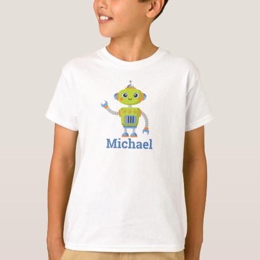 Robot Cool Name Blue Green Kinder T-shirt (Voorkant)