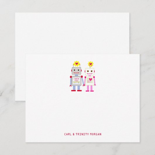Robot Couple Hartelijk dank Notitiekaartje (Voorkant / Achterkant)