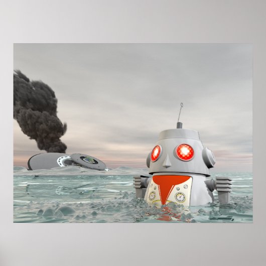 Robot Crash op Zee Poster (Voorkant)