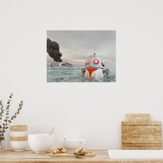 Robot Crash op Zee Poster (Keuken)