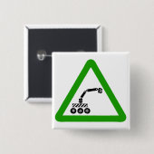 Robot Crossing Warning Sign Vierkante Button 5,1 Cm (Voorkant /achterkant)