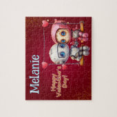 Robot Custom Child Name Valentine's Day Puzzle Legpuzzel (Verticaal)