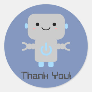 Robot Cute Cartoon Bedankt Blue Ronde Sticker