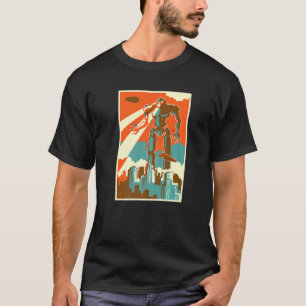robot die de aanval van het stadscretro aanvalt v t-shirt
