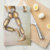 Robot die een keukenhanddoek voor een rode ballon  (Quarter Fold)