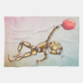 Robot die een keukenhanddoek voor een rode ballon  (Horizontaal)