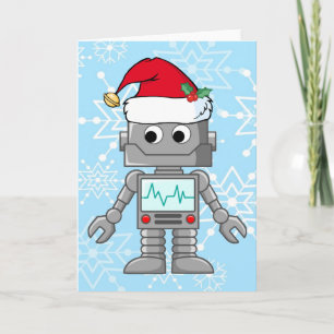 Robot die het Pet van de Kerstman dragen Feestdagen Kaart