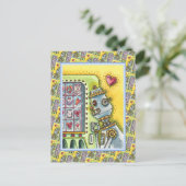 ROBOT DIE OP VERLIES KIJKT, HARTVERKEERMACHINESCUT BRIEFKAART (Staand voorkant)